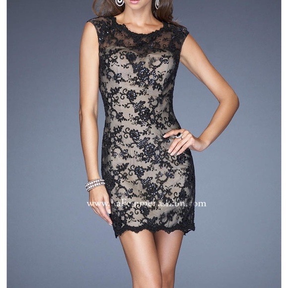 La Femme style number 19750 black lace over nude lining in multiple sizes - Picture 1 of 10